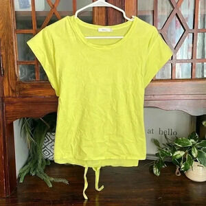A.L.C. Tie-Back T-Shirt Neon Yellow Short Sleeve Casual Top‎ Size S